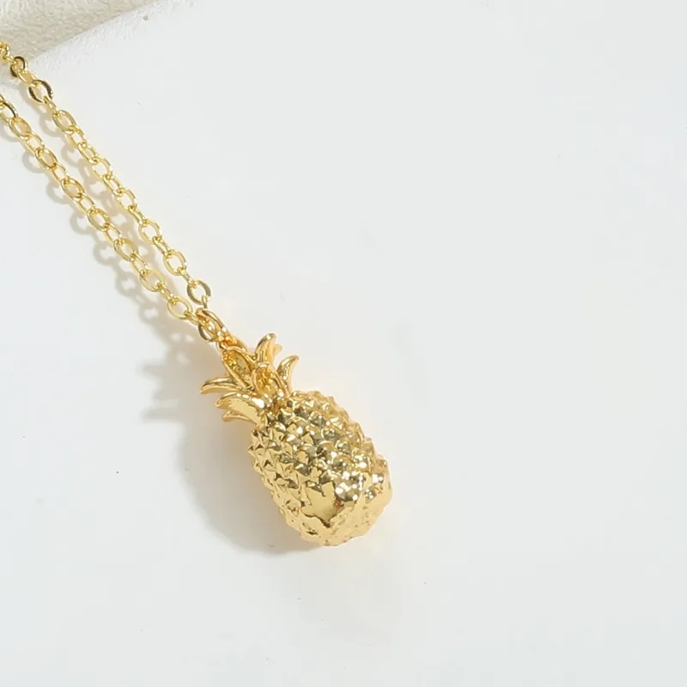 Gold Pineapple Pendant Necklace